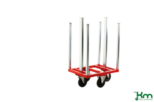 Chariot de transport Kongamek pour cadres de palettes, 2 roulettes fixes et 2 roulettes pivotantes en caoutchouc plein avec freins, KM224B