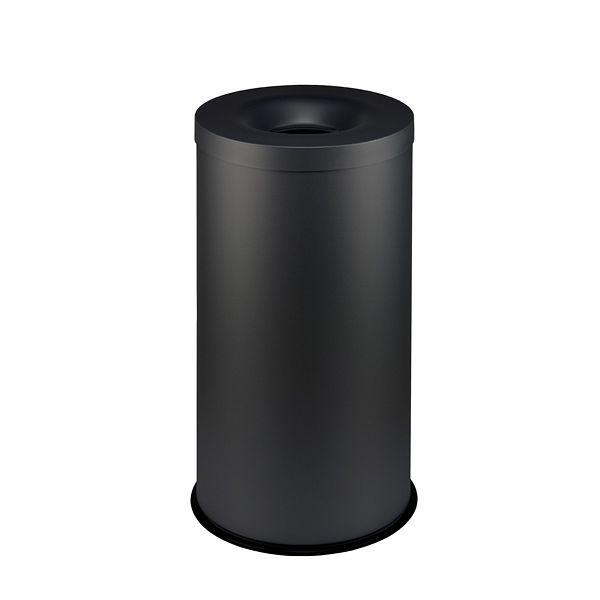 Orgavente GRISU, Poubelle de sécurité en acier revêtu par poudre Couleur noire, H x Ø 750x400 mm, 90L, 770021