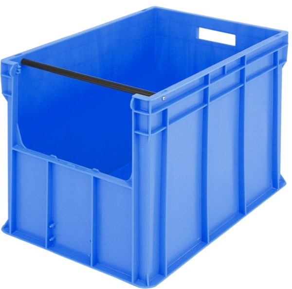 Bac gerbable BITO Euro BN /BN6444mT 600x400x415 bleu, avec barre de transport, ouverture de retrait à l'avant, C0850-0018
