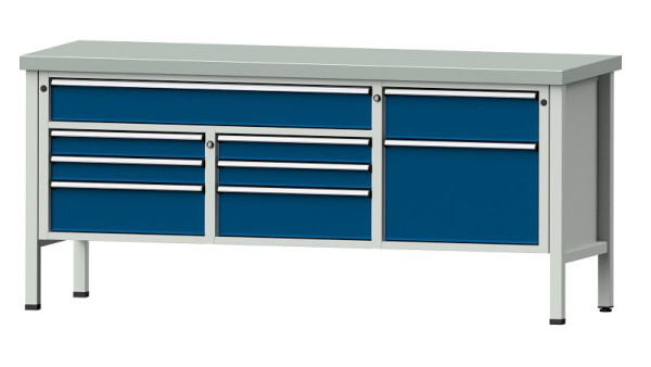 Établis ANKE Établi en caisson, modèle 282 V, 2000 x 700 x 900 mm, RAL 7035/5010, ZBP 50 mm, 304.547