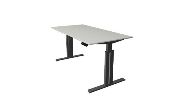 Table assis/debout Kerkmann L 1600 x P 800 mm, réglable en hauteur électriquement de 720 à 1200 mm, fonction mémoire, 4 hauteurs, gris clair, 10323411