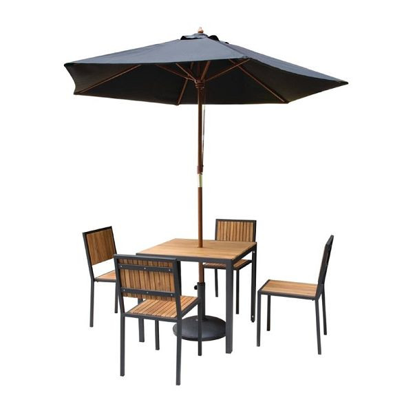 Chaises Bolero en acier et bois d'acacia sans accoudoirs, UE : 4 pièces, DS150