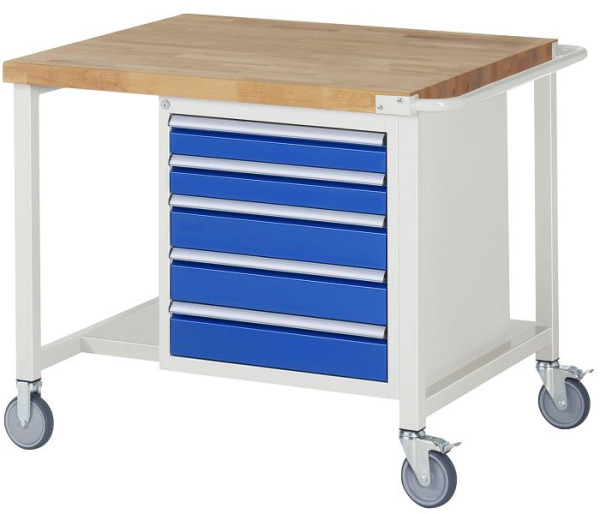 Etabli mobile RAU série 8000, 5 x tiroirs, étagère, 1000x880x900 mm, 05-8171A6-109B4S.11