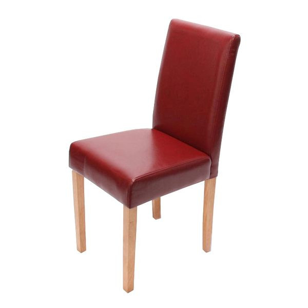 Chaise de salle à manger Mendler Littau, chaise de cuisine, simili cuir, rouge, pieds légers, 74374
