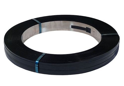 Ruban de cerclage en acier DENIOS, bleui, 12,7 mm de large x 0,5 mm x 1010 m, pack : 2 rouleaux, 299673