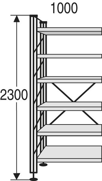 Étagère de bibliothèque Kerkmann Libra, L 1000 x P 300 x H 2300 mm, gris clair, 52144011