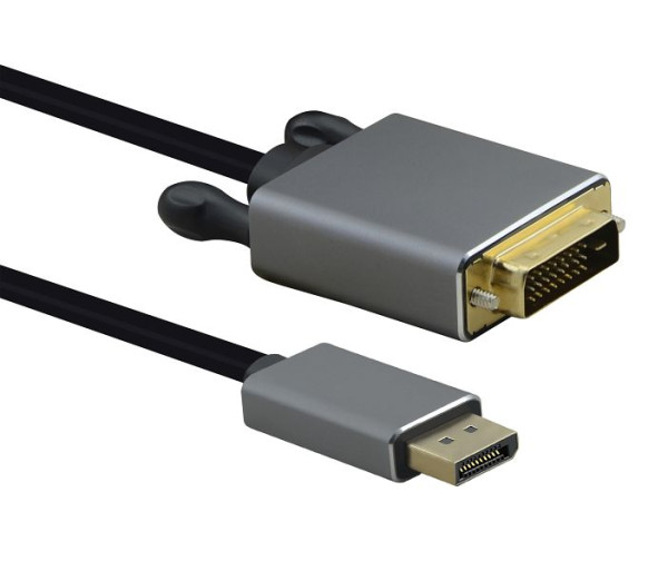 Câble de connexion Helos, fiche DisplayPort/fiche DVI, PREMIUM, 1,0 m, noir, 288448
