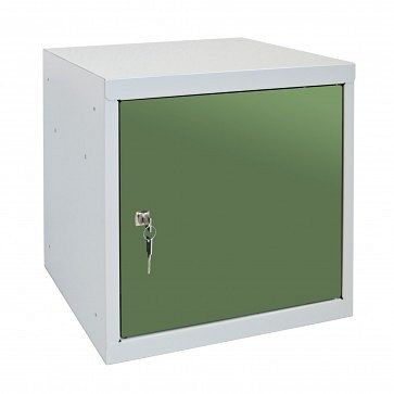 Serrure à cylindre pour casier d'objets de valeur ADB, dimensions du corps LxLxH 400x400x400 mm, couleur du corps : gris/vert, RAL 7035/6011, 41212