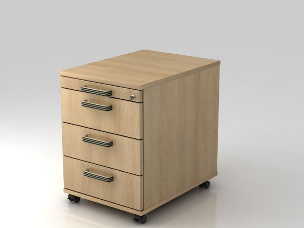 Conteneur roulant Hammerbacher 58cm, 3 tiroirs, poignée barrette de verrouillage chêne, 42,8x58x59 cm, 1/3/3/3 HE, VAC30/E/E/SG