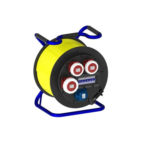ELSPRO Kabeltrommel aus Vollgummi LRG, Ausgang: 1 CEE 400 V 32 A, 2 CEE 400 V 16 A, 1 Schuko, wasserdicht, 4G43332