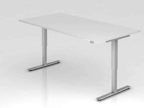 Bureau assis-debout électrique Hammerbacher 200x100cm blanc, hauteur de travail 72 - 119 cm, VXMST2E/W/S