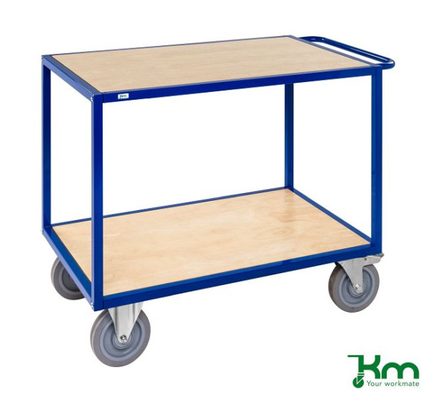 Chariot de table Kongamek 1200 x 680 x 934 mm, bleu, 2 roulettes fixes 2 roulettes pivotantes avec freins, capacité de charge 1200 kg, KM337-ERGO