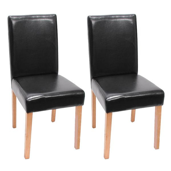 Mendler set de 2 chaises de salle à manger fauteuil Littau, cuir, noir, pieds légers, 7973