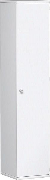armoire à portes battantes geramöbel 4 étagères décoratives, verrouillable, serrure à gauche, 400x425x1920, blanc/blanc, N-10DL504-WW