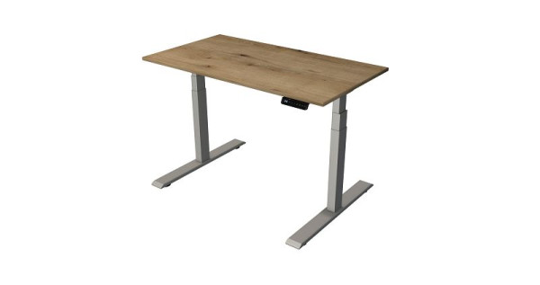 Kerkmann table assise/debout Bureau à domicile L 1200 x P 650 mm, réglable en hauteur électriquement de 630 à 1270 mm, chêne/argent (montage), 10188955