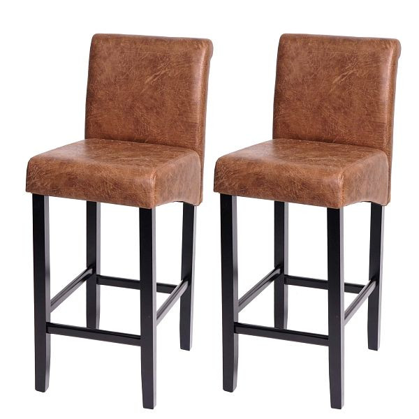 Ensemble de 2 tabourets de bar Mendler HWC-C33, tabouret de bar, bois, imitation daim, pieds foncés, tissu/textile, 33718