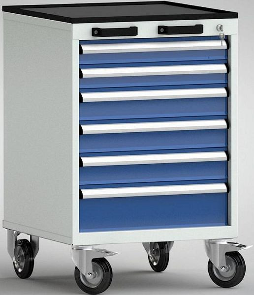 Chariot à outils standard KLW - 572 x 655 x 915 mm, avec rebord sur 4 côtés, y compris patin en caoutchouc rainuré, FEA0700-06ESV-001