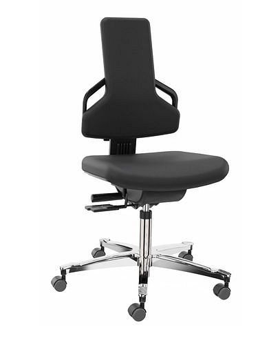 Chaise de travail Dauphin Premium, revêtement en tissu noir, piètement en aluminium, 266-914