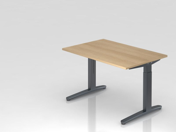 Bureau Hammerbacher pied C 120x80cm chêne/graphite, forme rectangulaire, VXB12/E/GG