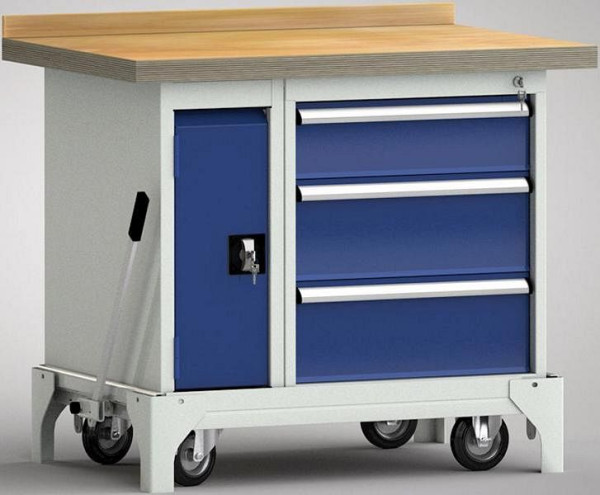 Etabli professionnel mobile KLW - 1000 x 700 x 871 mm L x l x H, WPB95N-1000M45-E7046