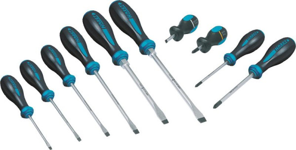 Jeu de tournevis Hazet HEXAnamic®, profil fendu, profil cruciforme PH, 0,6 x 3,5 - 1,6 x 10, PH1 - PH2, nombre d'outils : 10, 802/10