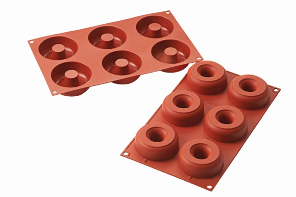 Moule à pâtisserie en silicone Schneider Donuts Standard, 6 x 98 ml, Ø 75 mm, hauteur : 25 mm, 115235