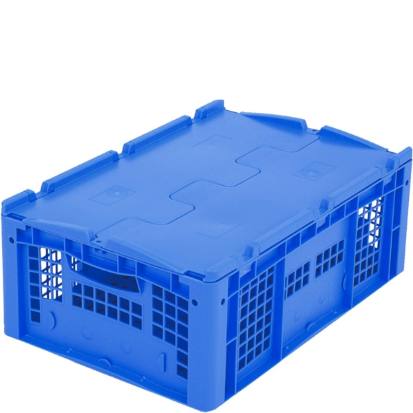 BITO Euro bac gerbable XL couvercle/palette /XLD64223 600x400x220 bleu, parois du couvercle perforées, C0292-0053