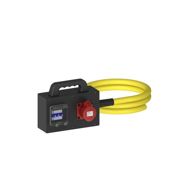 ELSPRO Vollgummi-Sicherheitsverteiler HILDEN, Stecker: 2 m CEE 400 V, Ausgang: 1 CEE 400 V 16 A, 1 C-Aut. 3p, 1346130