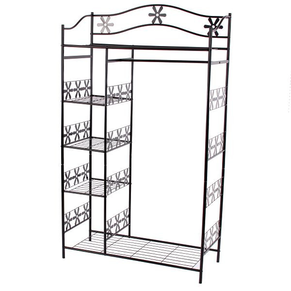 Mendler Geneva porte-manteau en métal, porte-manteau armoire étagère en métal 172x100x43cm, sans rideau, 29190