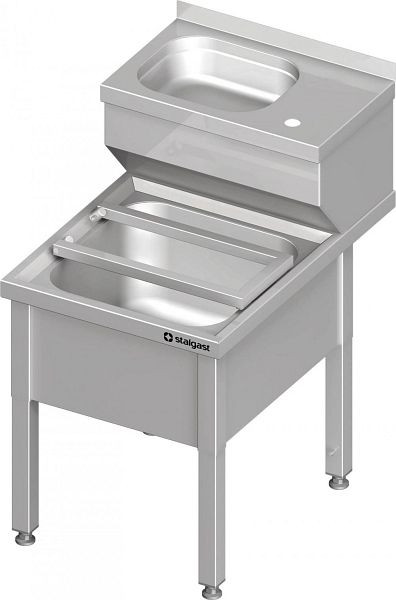 Combinaison lave-mains et évier Stalgast 500x600x850 mm, avec grille de rangement pliable avec dosseret, soudée, VHW05602A