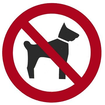 Panneau contacto PAS DE CHIENS 10 cm, 7675/013