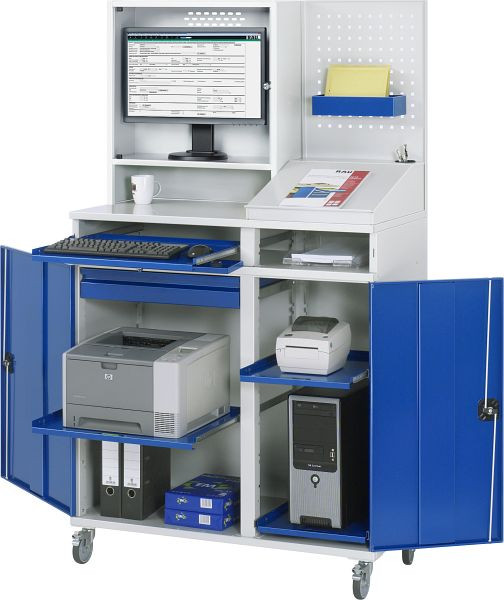 Armoire informatique RAU - modèle 68, L1100xP520xH1895mm, boîtier pour moniteur L650 x P250 x H710mm, support central pour diviser la largeur d'installation, 07-1100T-M68-MG2F.11