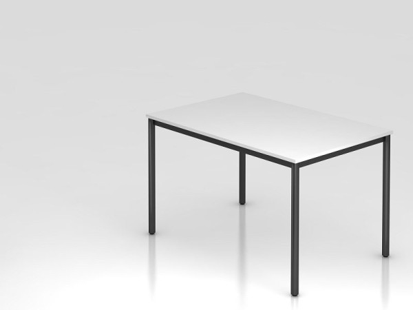 Table de réunion Hammerbacher base ronde 120x80 blanc/noir, forme rectangulaire, VDR12/W/D
