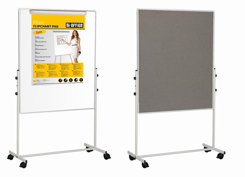 Bi-Office Mobile Duo paperboard magnétique / feutre 70x120cm, EA4726075