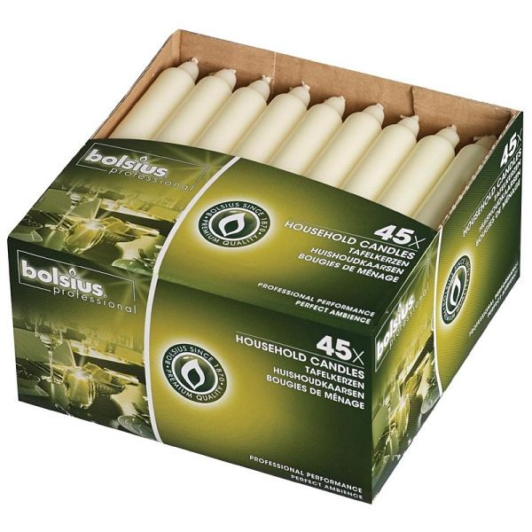 Bougies Bolsius ivoire 17,7cm, UE: 45 pièces, P999