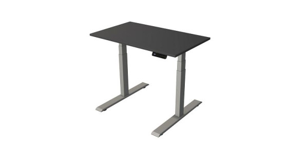 Kerkmann table debout/assise L 1000 x P 600 mm, argent, réglable en hauteur électriquement de 630 à 1270 mm, anthracite/argent, 10275713