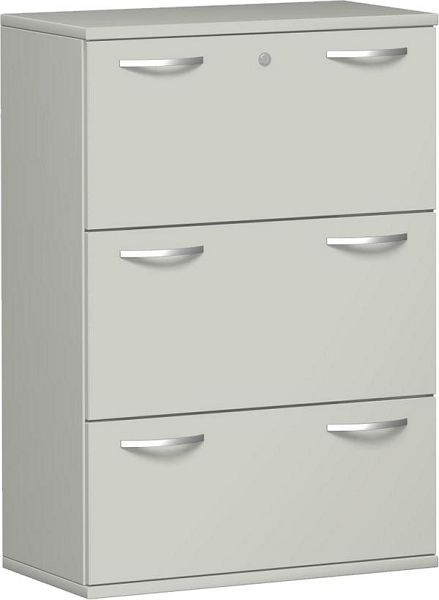 geramöbel classeur 3 dossiers suspendus avec verrouillage central et verrou coulissant, 800x425x1152, gris clair/gris clair, N-10HR308-LL