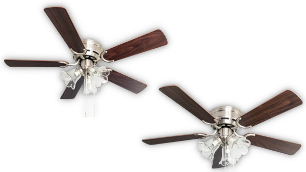 Ventilateur de plafond extra plat Pepeo Kisa Deluxe Pales nickel brossé palissandre / noyer foncé avec éclairage, 105620192