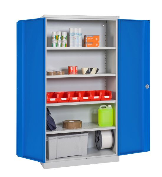 Armoire à portes battantes SOFAME L 1000 x P 650 x H 1950 mm, avec 4 étagères, gris clair RAL 7035/bleu ciel RAL 5015, W030020002GCBI
