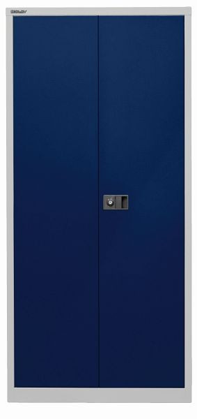 Armoire universelle Bisley à portes battantes, 4 étagères galvanisées, 5 OH, corps gris clair, façades bleu oxford, HC782S4G505