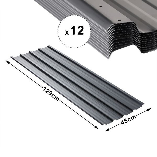 Metra Lot de 12 feuilles trapézoïdales anthracite, tôle profilée, tôle de toit, toit, panneaux, tôle, 10860