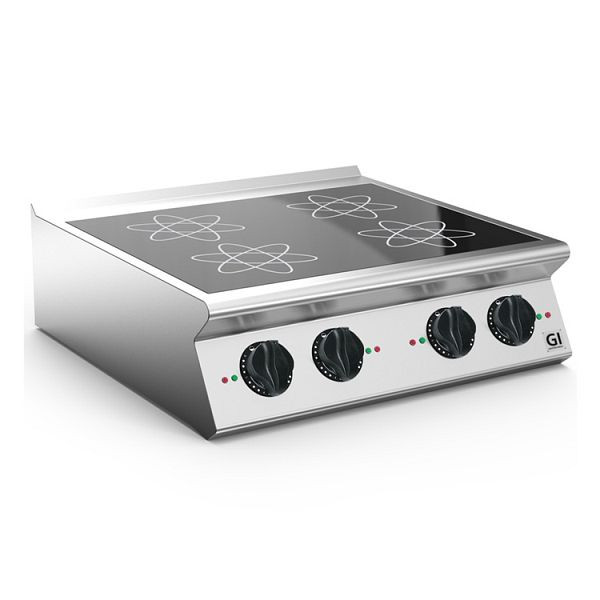 Table de cuisson à induction Gastro-Inox 700 &quot;Haute Performance&quot; avec 4 zones de cuisson, 80cm, modèle de table, 170.053