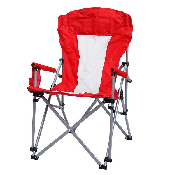 Chaise de camping Mendler HWC-L50, chaise pliante, chaise de pêche, chaise de directeur, housse de protection lavable en tissu d'acier/textile, rouge, 99495