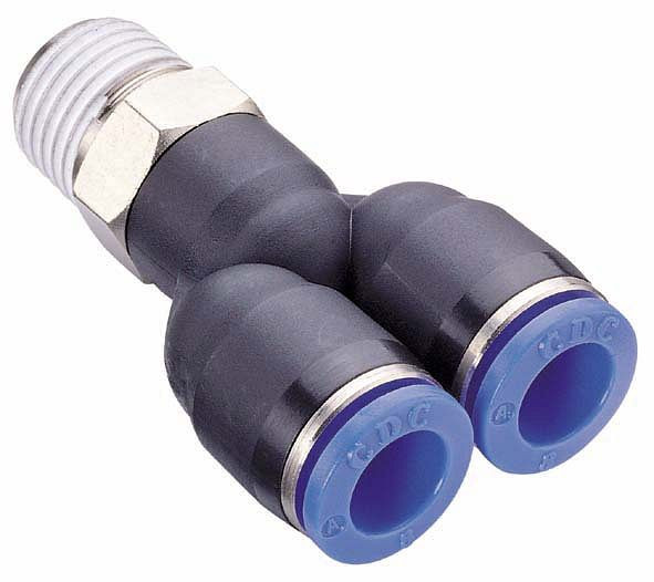 temporisateur B-YEK-8-1/8-KU, raccord conique Y à visser, avec filetage revêtu PTFE, Ø tuyau : 8 mm, filetage : 1/8", UE : 10 pièces, 03181249