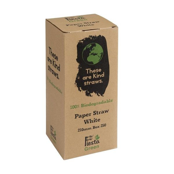 Pailles à boire en papier compostable Fiesta Green blanc, UE: 250 pièces, DE925