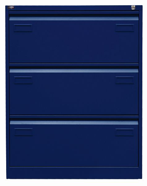 Classeur suspendu Bisley LIGHT, double rail 3 tiroirs HR, bleu Oxford, CDF3639