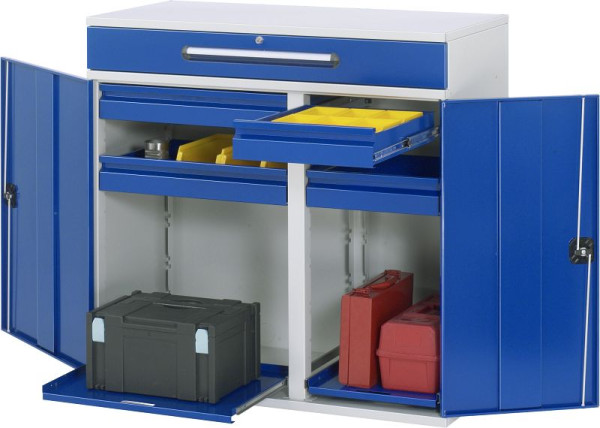 Bureau debout avec armoire latérale RAU - modèle 32, L1100xP520xH1060mm, support central pour diviser la largeur d'installation, 07-1100T-M32.11