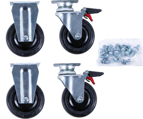 Jeu de roulettes KS Tools pour chariot d'atelier PERFORMANCEplus avec vis, 873.5008-R014P