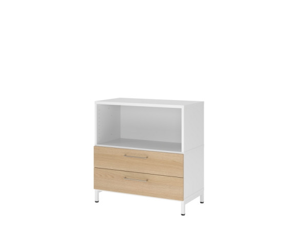 Hammerbacher étagère/tiroirs, 2OH, base, blanc/chêne, VFW28S2KU/W/E/BS