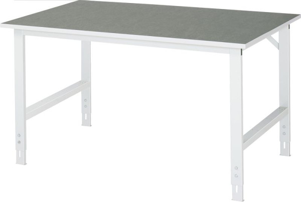 Table de travail RAU série Tom (6030) - réglable en hauteur, plan de travail avec revêtement linoléum/universel, 1500x760-1080x1000 mm, 06-625L10-15.12